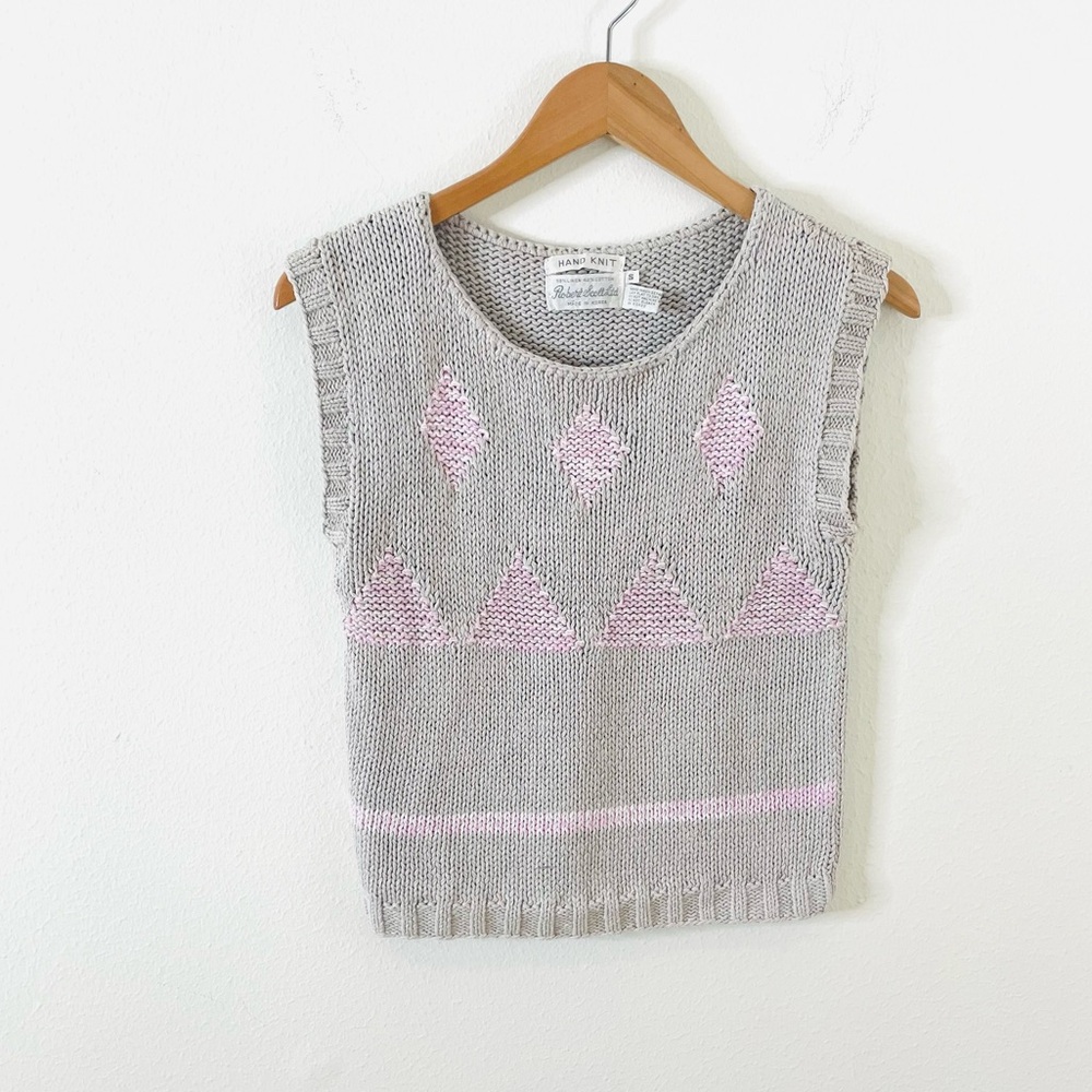 Vintage Robert Scott‎ ltd Shetland cotton linen sweater vest Grey & Lilac